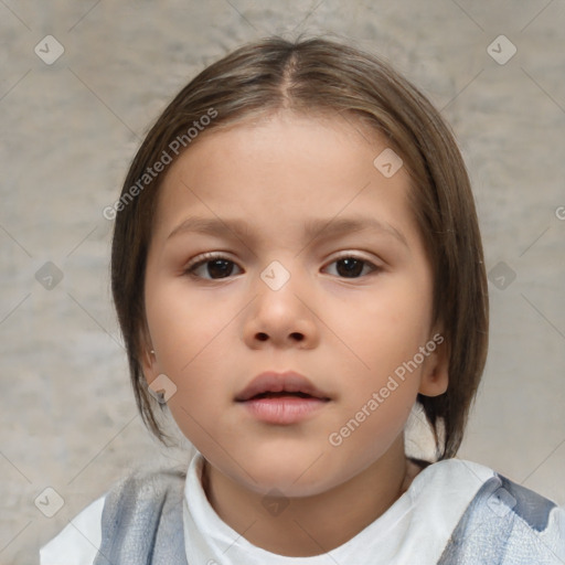 Neutral white child female with medium  brown hair and brown eyes