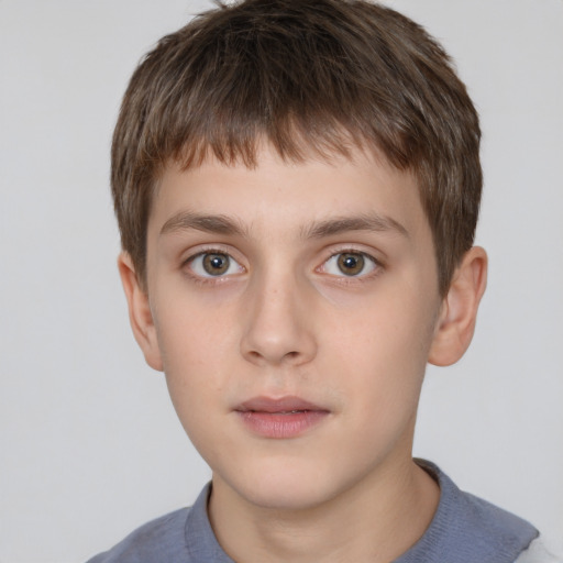 Neutral white child male with short  brown hair and brown eyes