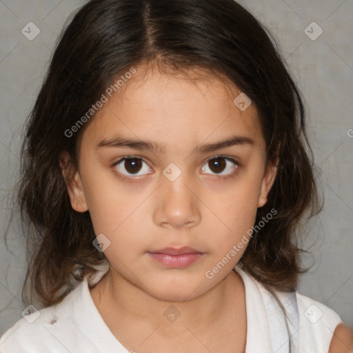 Neutral white child female with medium  brown hair and brown eyes