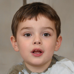 Neutral white child male with short  brown hair and brown eyes