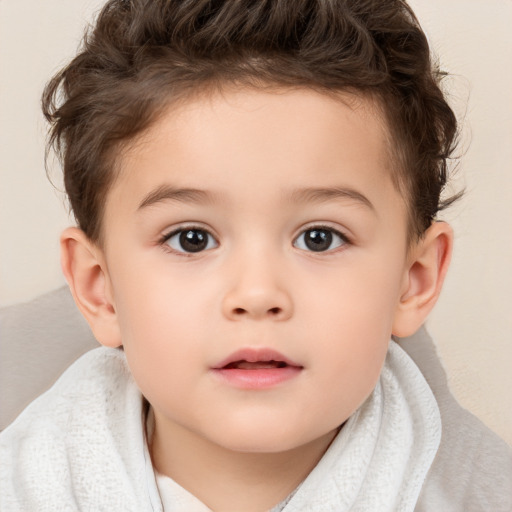 Neutral white child female with short  brown hair and brown eyes