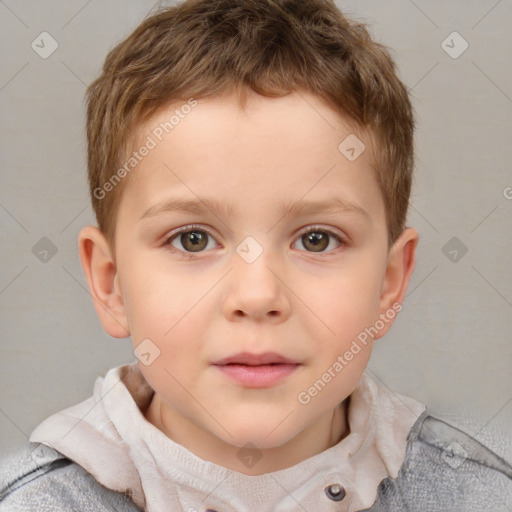 Neutral white child male with short  brown hair and brown eyes