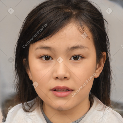 Neutral white child female with medium  brown hair and brown eyes