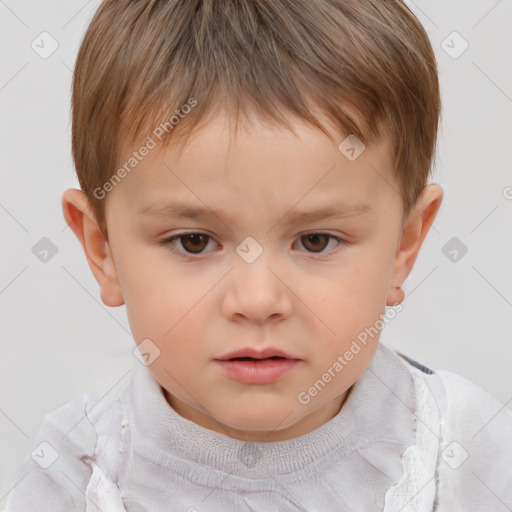 Neutral white child male with short  brown hair and brown eyes