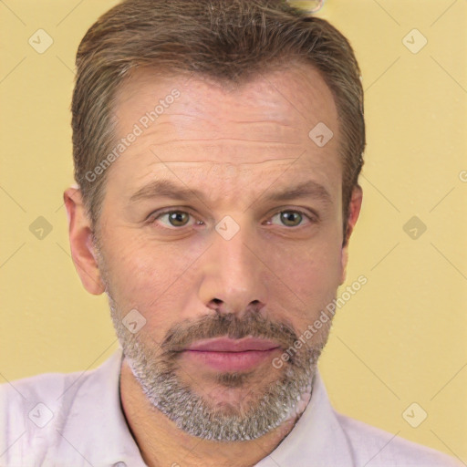 Neutral white adult male with short  brown hair and brown eyes