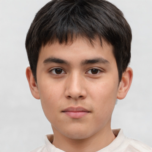 Neutral white child male with short  brown hair and brown eyes