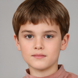 Neutral white child male with short  brown hair and brown eyes