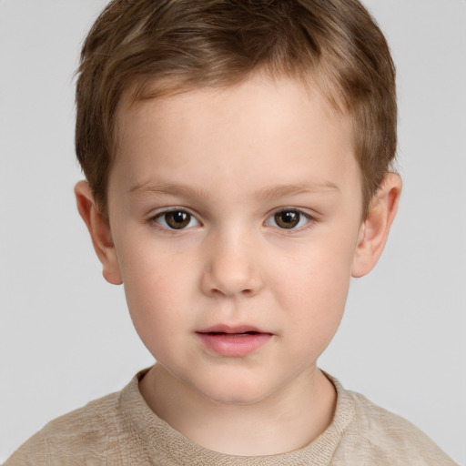 Neutral white child male with short  brown hair and brown eyes