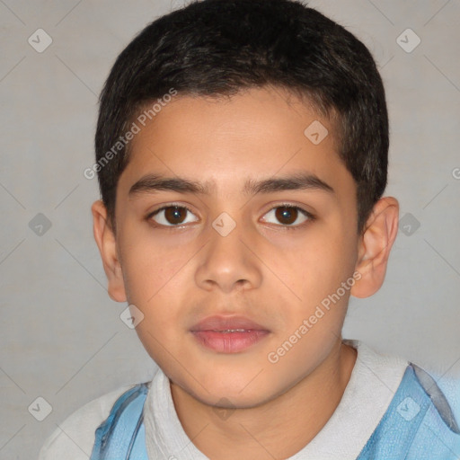 Neutral white child male with short  brown hair and brown eyes