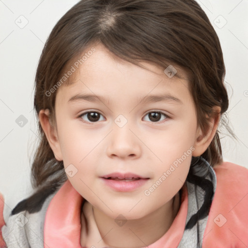 Neutral white child female with medium  brown hair and brown eyes