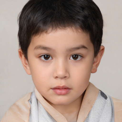 Neutral white child male with short  brown hair and brown eyes