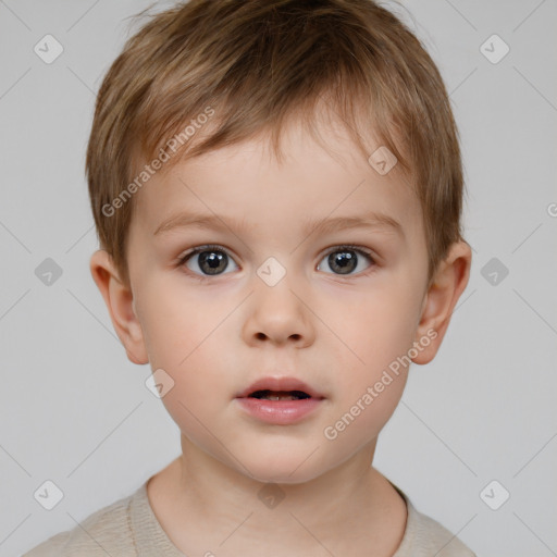 Neutral white child male with short  brown hair and brown eyes