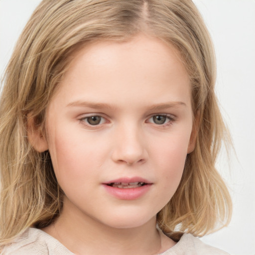 Neutral white child female with medium  brown hair and brown eyes