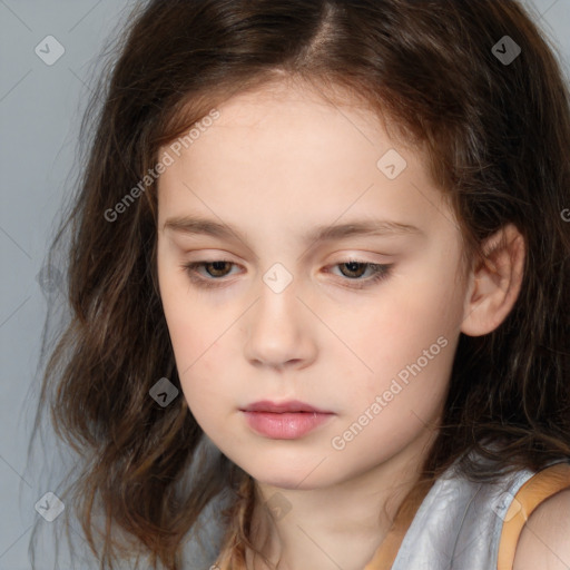 Neutral white child female with medium  brown hair and brown eyes