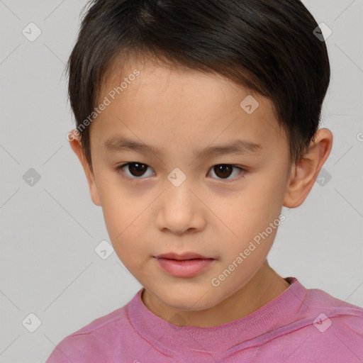 Neutral white child male with short  brown hair and brown eyes