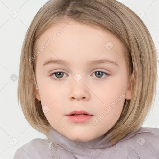 Neutral white child female with medium  brown hair and brown eyes