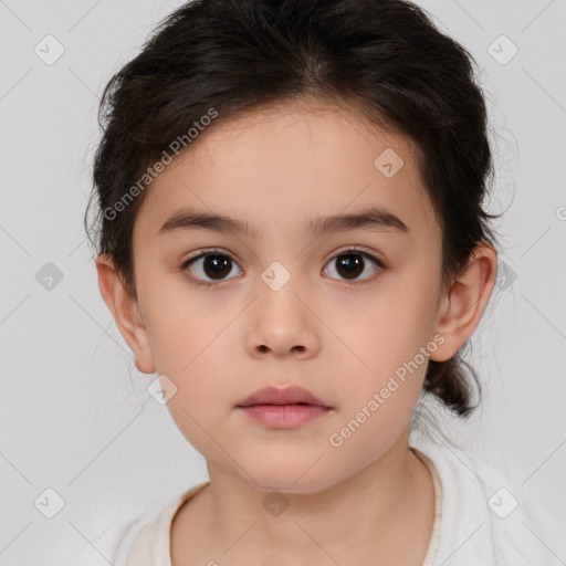 Neutral white child female with medium  brown hair and brown eyes