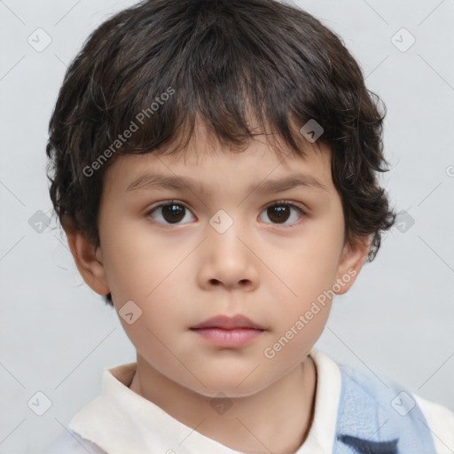 Neutral white child male with short  brown hair and brown eyes