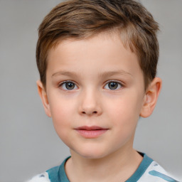 Neutral white child male with short  brown hair and brown eyes