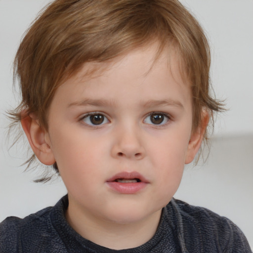 Neutral white child male with medium  brown hair and brown eyes