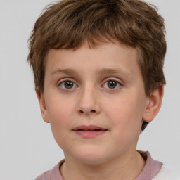 Neutral white child male with short  brown hair and brown eyes