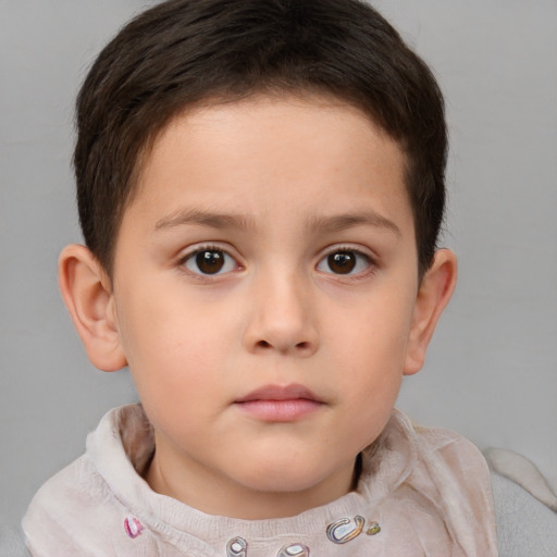 Neutral white child male with short  brown hair and brown eyes