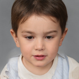 Neutral white child female with short  brown hair and brown eyes