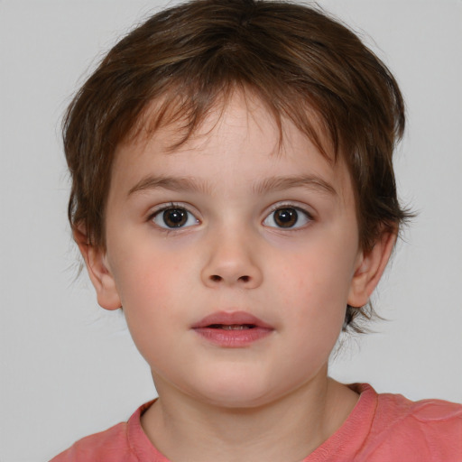 Neutral white child male with medium  brown hair and brown eyes