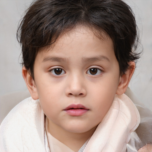 Neutral white child female with medium  brown hair and brown eyes