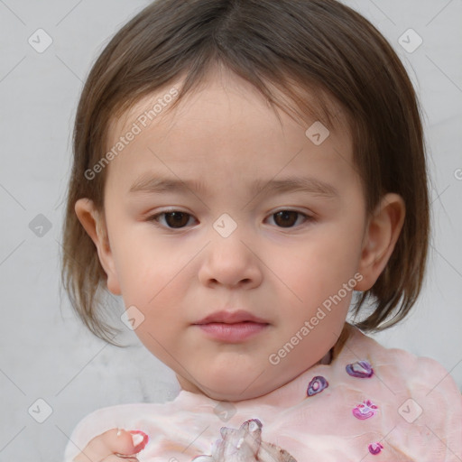 Neutral white child female with medium  brown hair and brown eyes