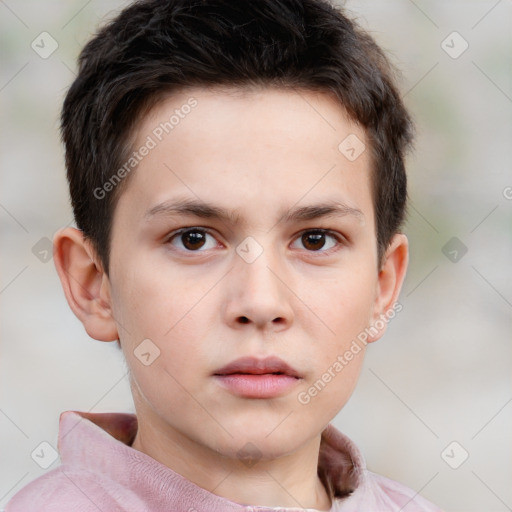 Neutral white child male with short  brown hair and brown eyes