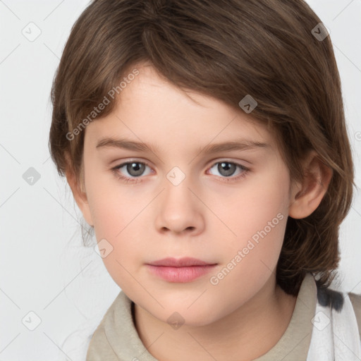 Neutral white child female with medium  brown hair and brown eyes