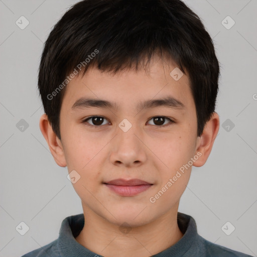 Neutral white child male with short  brown hair and brown eyes