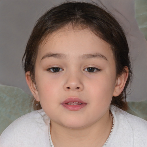 Neutral white child female with medium  brown hair and brown eyes