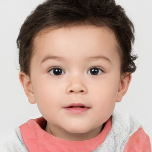 Neutral white child female with short  brown hair and brown eyes