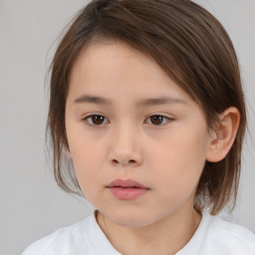 Neutral white child female with medium  brown hair and brown eyes