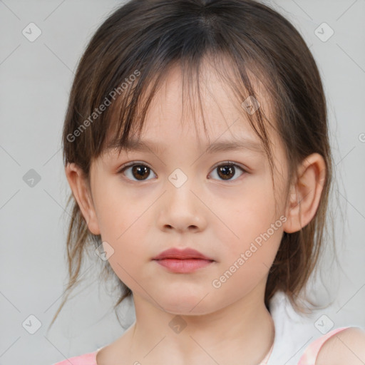 Neutral white child female with medium  brown hair and brown eyes