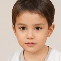 Neutral white child female with short  brown hair and brown eyes