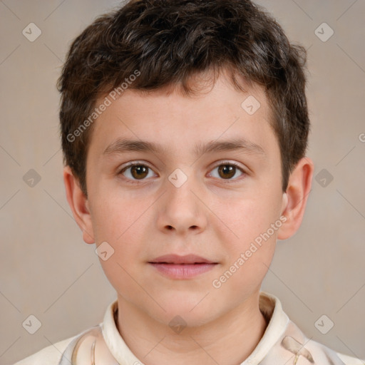 Neutral white child male with short  brown hair and brown eyes