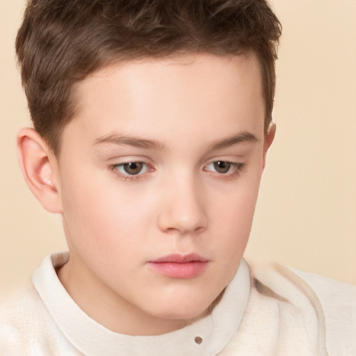 Neutral white child male with short  brown hair and brown eyes