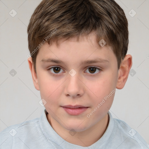 Neutral white child male with short  brown hair and brown eyes