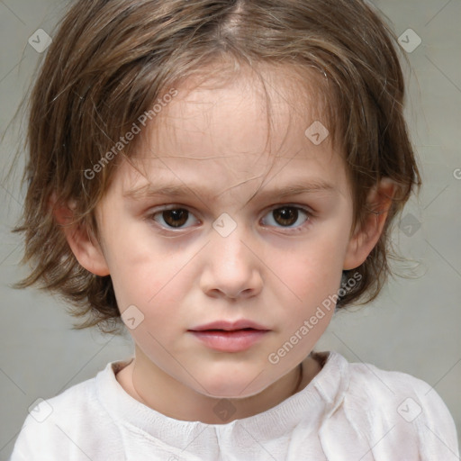 Neutral white child female with medium  brown hair and brown eyes