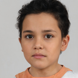 Neutral white child male with short  brown hair and brown eyes