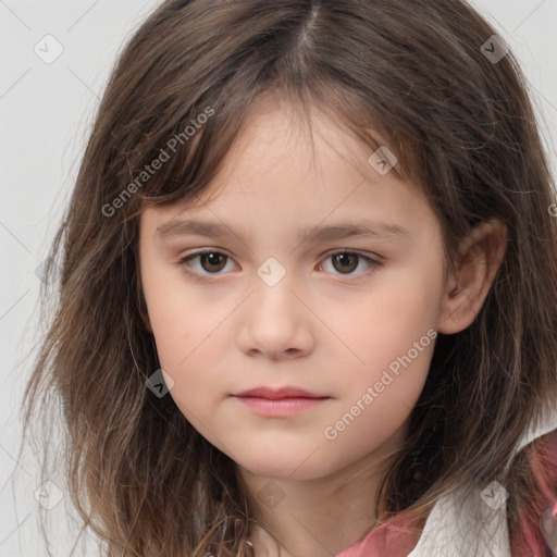 Neutral white child female with medium  brown hair and brown eyes