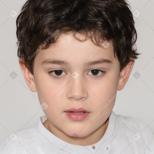 Neutral white child male with short  brown hair and brown eyes