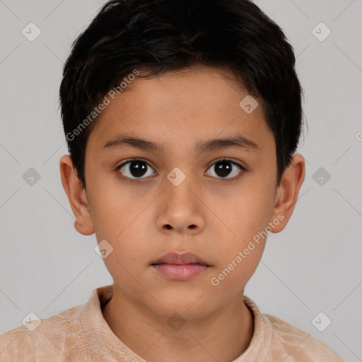 Neutral white child female with short  brown hair and brown eyes