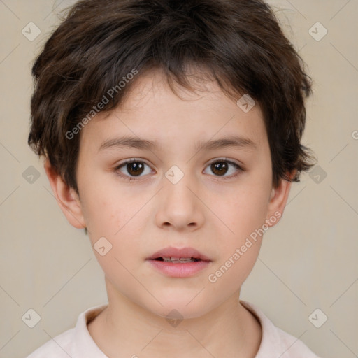 Neutral white child male with short  brown hair and brown eyes