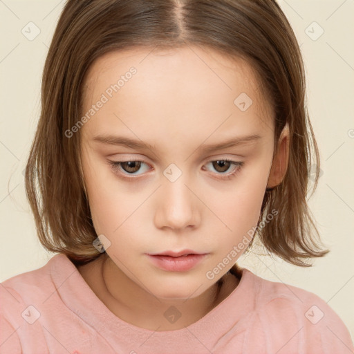 Neutral white child female with medium  brown hair and brown eyes