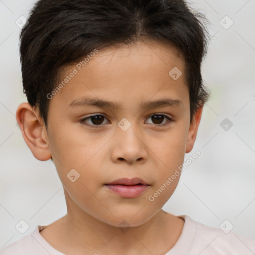 Neutral white child male with short  brown hair and brown eyes