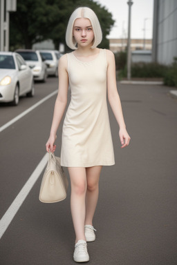 Caucasian teenager female with  white hair